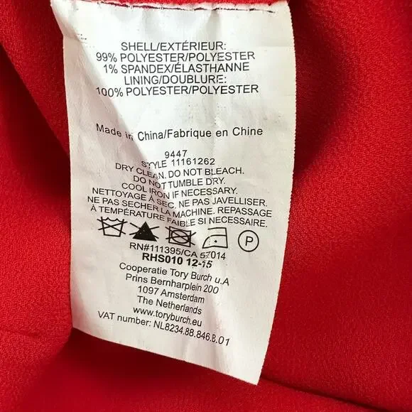 Tory Burch Chic Red Jumpsuit Sz 6